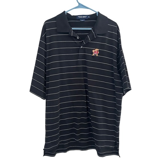 Polo Golf Ralph Lauren Maryland Terrapins Polo Mens XL Black Striped Pima Cotton - Picture 7 of 7